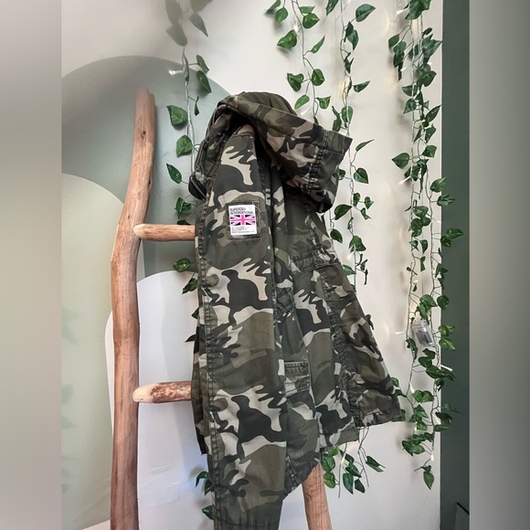 SUPERDRY THE ROOKIE MILITARY JACKET PARKA CAMOUFLAGE ADJUSTABLE GREEN XS - Picture 15 of 17